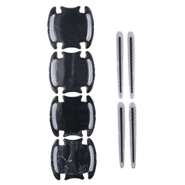 BYOBYO 8Pcs White Reflective Car Stickers,Night Visibility Door Cover Guard Strips,3D Carbon Fiber Universal Door Handle Scratch Protector Cover