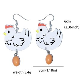 Zhang shine Cute Fun Chicken Egg Dangle Earrings Weird for Women Farm Country Earrings Autumn Harvest Thanksgiving Party Holiday Jewelry Gifts