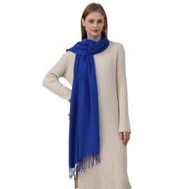 Best World 4 Yu Womens New Winter Warm Casual Scarf Solid Pashmina Tassel Style Stoles(Royal Blue)