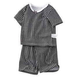 HahaNice 90-160 Children's Clothing, Girls, Pajamas, Kids, Short Sleeve, Room Wear, Top and Bottom Setup, Cotton, Summer Clothes, Sleepwear, Shorts, Half-Length, Girls, Juniors, Cool Neck, Sleepwear,
