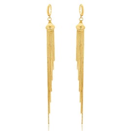 Long Threader Tassel Earrings for Women Girls Hypoallergenic Gold Plated Dainty Small Hoop Earring Vintage Elegant Chandelier Snake Chain Drop Earring Chic Fringe Lightweight Party Jewellery