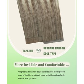 SURNEL Tape-In Real Hair Extensions, Balayage Ash Brown Mix Platinum Blonde, 14 Inches, Tape-In Real Hair Extension, 50 g, 20 Pieces (Tape #8T60-35 cm)