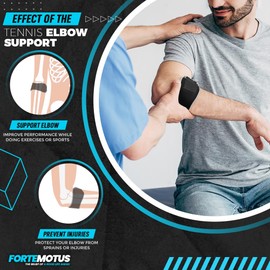 FORTEMOTUS Elbow Brace Support Strap, Tennis Elbow Support Brace for Elbow Discomfort and Tennis Elbow Support with Removable Pad, Golfers & Tennis Elbow Straps