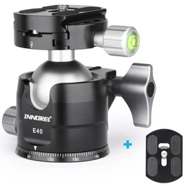 INNOREL Free Head Ball Head, Low Center of Gravity, Load Capacity up to 44.1 lbs (20 kg), Ball Head, Diameter 1.6 inches (40 mm), CNC Aluminum Alloy, Tripod, Monopod, SLR Photography, DSLR Camcorder,