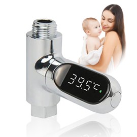 Winmist Glimpse Shower Thermometer Fahrenheit Celsius Shower Water Thermometer with Led Digital Display 360°Rotating Screen Instant-Read Thermometers for Bath Kitchen Bathroom