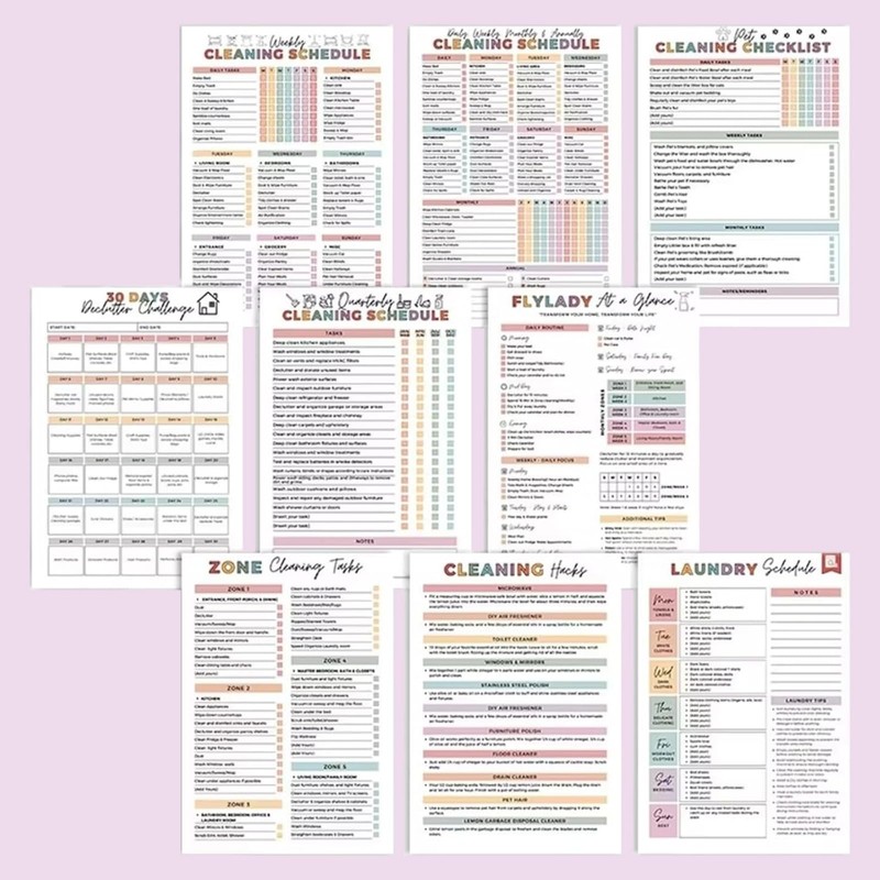 Cleaning Planner, Cleaning Schedule and Checklist Organizer