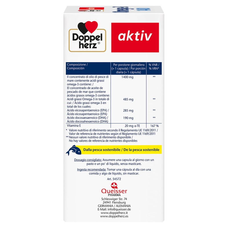 Doppelherz aktiv Omega 3 1400, Integratore con Olio di Pesce,