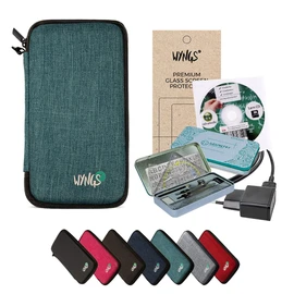 CALCUSO Premium Accessory Set Compatible with TI 84 Plus CE-T (Python) Graphing Calculator: WYNGS Protective Case Turquoise + TI Charger + Learning CD + Geometry Set + Screen Protector