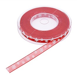 DRYIC Christmas Clear Snowflake Ribbon 22Yards x 0.4Inch, Holiday Christmas Polyester Wired Grosgrain Satin Ribbons Set for Crafting Gift Wrapping Winter Holiday Christmas Decoration