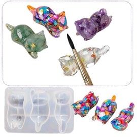 1 Set Cats Pen Rack Resin Mold Painting Brush Makeup Brush Holder Desktop Decoration Cute Sleeping Posture Kitten Epoxy Resin 3 Different Shaped Cats Gypsum and Ceramic molds DIY Making