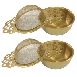 Zorfeter 2 Pack Durable Tea Strainer Bowl, Stainless Steel Loose Leaf Tea Filter Gold, Fine Mesh Tea Strainers for 2.5-4 Inch Cup Mouth/Tea Lovers