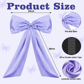 Wavwavw Bow Decor Large Bow for Room, Coquette Giant Ribbon Tie for Birthday Party Backdrop Wall Decor(Lavender Purple,24 x 36 Inches)