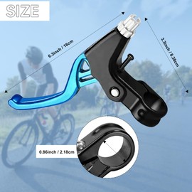 QKTYB 1 Pair Bicycle Brake Levers Universal Full Aluminium Alloy BMX Brake Levers Hand Brakes for MTB/BMX Mountain Road Bike Bicycles Brake Handle 2.2cm Diameter (Black) (Blue)