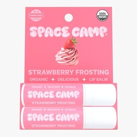 Space Camp Bálsamo labial Jumbo Wellness: bálsamo orgánico con sabor a glaseado de fresa (paquete de 2)