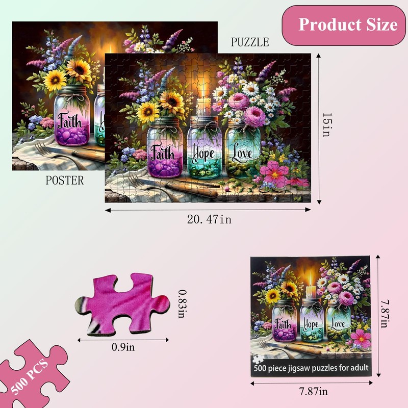 500 Piece Jigsaw Puzzle for Adults, (Vase Flower)