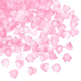 PATIKIL 500Pcs 10x8x1.5mm Frosted Flower Beads, Acrylic Flower Bead Caps for Bracelets, Earrings, Necklaces, Jewelry Making and DIY Crafts, Pink