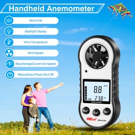 Digital Wind Speed Meter Anemometer Handheld Wind Meter Air Flow Speed Meter for Measuring Temperature/Speed Wind Gauge for Shooting Windsurfing Fishing Hunting Grey