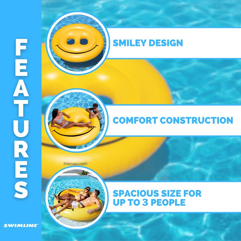Swimline Smiley Face Pool Float , Yellow