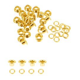 Trimming Shop 5mm Gold Long Barrell Eyelets with Washers Durable Grommets for Leather Crafts, DIY Arts & Craft Projects, Sewing - Ideal for Bags, Clothing & Scrapbooking (Pack of 100)