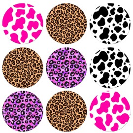 9 Pieces Round Metal Plate Mount for Magnetic Cell Phone Car Mount, Universal Metal Disc Replacement Sticker for Phone GPS Magnet Holder Cradle Stand Animal Print