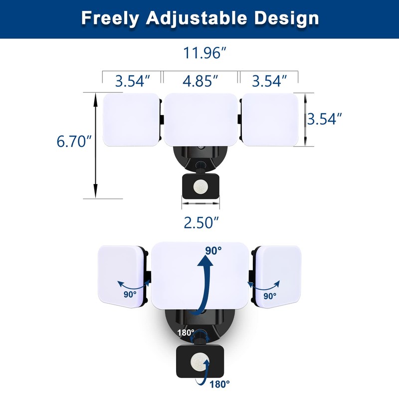 EMANER Motion Sensor Flood Lights Outdoor, 3000LM Dimmable Security Light,