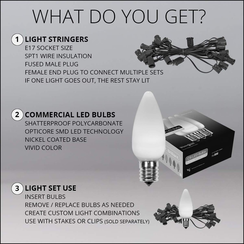 C9 OptiCore Red & Warm White LED Commercial Outdoor Christmas