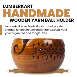 Lumberkart Handmade Wooden Yarn Bowl - Premium Yarn Bowls for Crocheting & Knitting - Handcrafted Wooden Crochet Bowl - Yarn Holder for Tangle-Free Yarn Control (7x4 Inches - Rosewood)