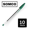 SOMCO Pack Of 10 Green Biro Ballpoint Pens - Medium