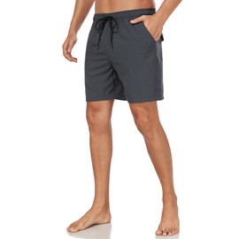 SONGDAI Mens Swimming Trunks Summer Fashionable Vacation Beach Board Shorts Four Corner Swim Short Inner Lining Pocket Swimwear Short-Grey-XL