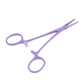 OdontoMed2011 Mosquito Hemostat Forceps 5" Straight Locking Clamps Serrated Full Purple Color Stainless Steel Forcep