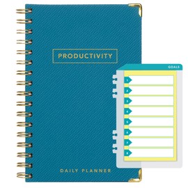 Global Printed Products Planner with Bookmark and Notepad - Spiral Notebook for Daily Planning - 5.5" x 8.5" (Teal)