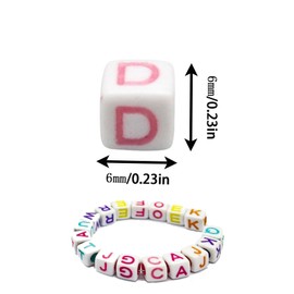 BLMHTWO 500 Pcs Square Letter Beads,Alphabet Beads Square 6mm Acrylic A to Z Pony Bead for Bracelets, Key Chains, Necklaces