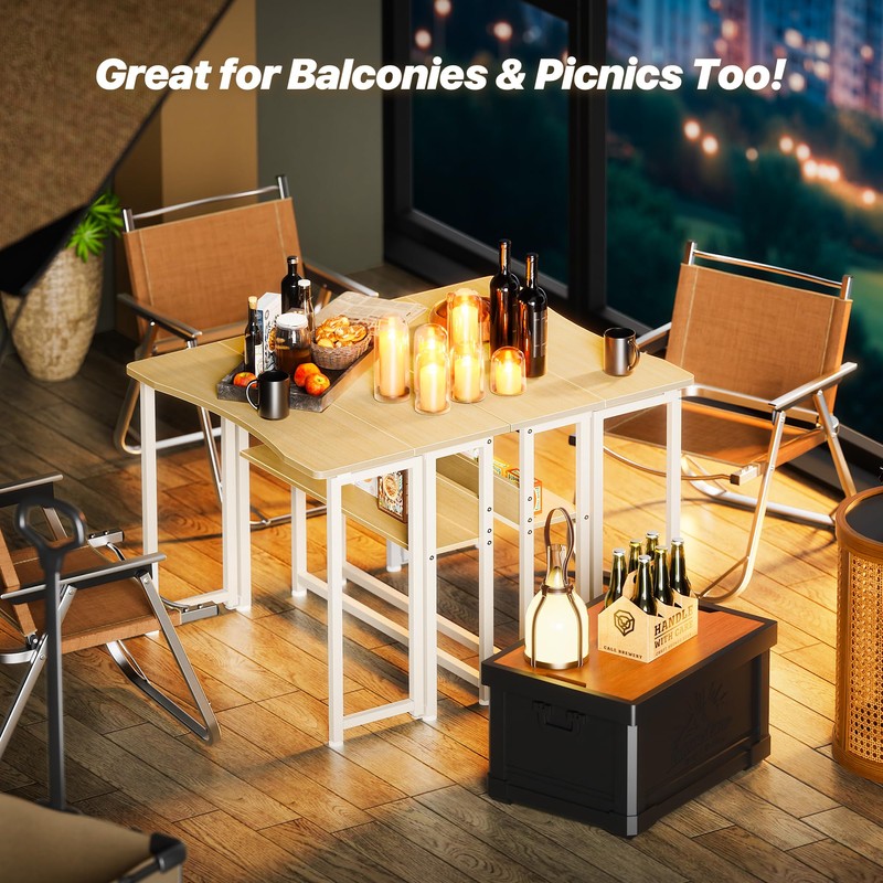 Huuger Folding Desk with Storage Shelf, 31.5 Inch Foldable Computer