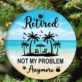 Happy Retirement Christmas Ornament, Retirement Gift for Women Men, Appreciation Gift for Women Men Coworker Boss Teacher Friend, Double-Sided Ceramic Ornament 3in