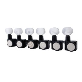 Guyker 6 In-line Guitar Locking Tuners – 1:18 Lock String Tuning Key Pegs Machine Heads for Folk Classical Acoustic Electric Guitar – Pearl Buttons, Black