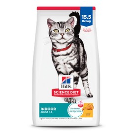 Hill's Science Diet Indoor, Adult 1-6, Easy Litter Box Cleanup, Dry Cat Food, Chicken Recipe, 15.5 lb Bag