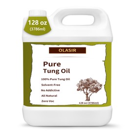 OLASIR 1 Gallon Pure Tung Oil for Wood Finishing 128 oz Natural Food Grade Safe, Waterproof Tung Oil for Wood Floors, Indoor & Outdoor Furniture