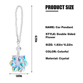 Crystal Snowflake Car Pendant, Car Rear View Mirror Charm Hanging Ornament, Lucky Crystal Home Decoration (Rainbow Snowflake)