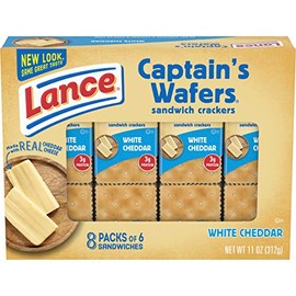 Lance Sandwich Crackers, Captain's Wafers White Cheddar, 8 Individual Packs, 6 Sandwiches Each