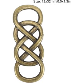 20 piezas de accesorios de joyería infinita Aleación retro Símbolo infinito Perla espaciadora de doble orificio para collares Pulseras de dijes Fabricación de joyas de bricolaje 12 * 32 mm
