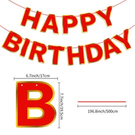 Red Happy Birthday Banner - Party Birthday Sign Decorations Indoor Outdoor Backyard Backdrop Decorations Supplies Birthday Banner Suitable For Women and Girls Party Supplies