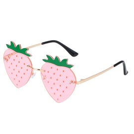Dazzleimart Strawberry Shape Sunglasses Retro Trendy Fun Sun Glasses for Women Men Christmas Decorations Party Favor (Pink)