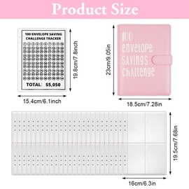 OFFCUP 100 Envelopes Saving Challenge, 25 Envelope Challenge Binder, Savings Book with Cash Envelopes Easy and Fun Way to Save $5,050, Money Saving Envelope for School, Home, Office (Pink)