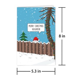 Leinessy Merry Christmas Neighbor Card, Humorous Xmas Card, Happy Holidays Card for Neighbors