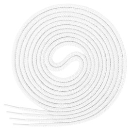 Di Ficchiano Round shoelaces, round laces made from 100% cotton, tear-resistant, diameter 3-4 mm, lengths 45-200 cm, White