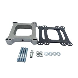 1 SET SHLPDFM Carb Spacer 1" Aluminum Open Carburetor Spacer For Chevy Ford Mopar Square Bore Holley-Edelbrock With 3/8" Vaccum Tube