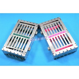 CYNAMED LOT OF 2 GERMAN DETACHABLE STERILIZING CASSETTE TRAYS HOLDS 7 INSTRUMENTS