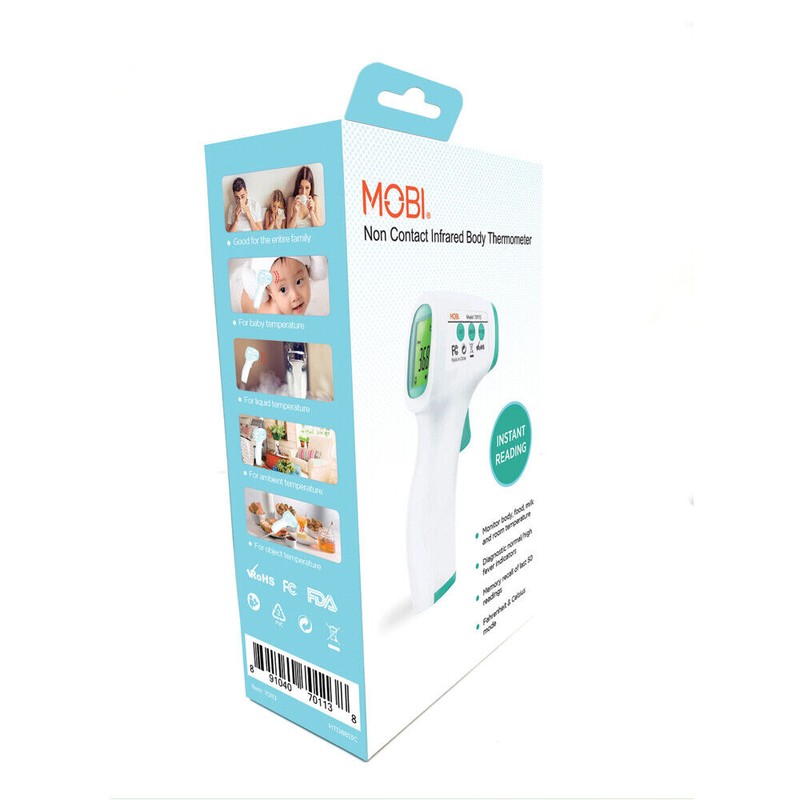 MOBI Non-Contact Forehead Thermometer with Fever Indicators and Object Mode