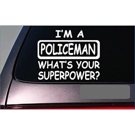 EZ-STIK Policeman Superpower StickerG434 8" Vinyl Decal cop Handcuff nightstick