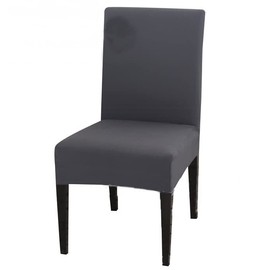 Chair Covers 4 Pieces Chair Covers Choose Color Elastic Stretch Washable Chair Cover Seat + Back Full Cover Removable Dining Chair Cover for Home Hotel Wedding Wedding Party etc (Dark Gray 4pcs)